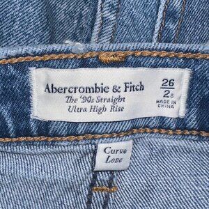 Abercrombie Jeans 90s Straight Ultra High Rise Curve Love Distressed